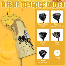LZFAN Funny Golf Club Head Covers, Animal Driver Headcover Blade Putter Headcover, Golf Headcover Fits Putter Cover Blade Bee