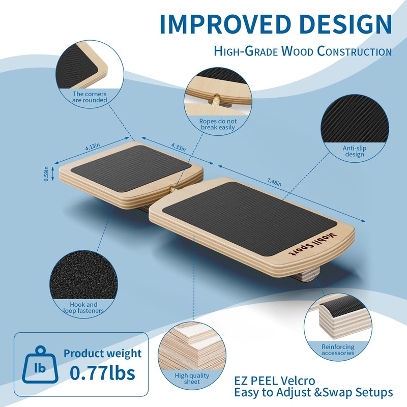 MobllSport Ankle Balance Board Wooden Single Leg