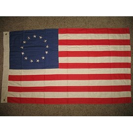 Historical Betsy Ross Tea Stained Cotton Flag 3X5 3'X5' Banner Embroidered Sewn