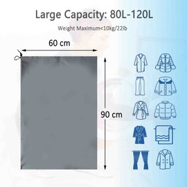 Laundry Bag Travel 60 x 90 cm, Laundry Bag Dirty Laundry Large Capacity Laundry Bag Travel with Drawstring Closure, Fabric 120L Dirty Laundry Bag (1 Piece Grey)