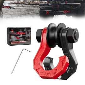 AMBULL D Ring Separate Shackle with Snatch Block, 3/4" Easy Open Shackles w/Snatch Block Pulley, Heavy Duty Shackle for Towing Winch, Pulley for Off-Road Vehicle Recovery, Truck, ATV, UTV, BlackRed