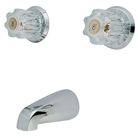 Kingston Brass KB141TO Twin Acrylic Handles Tub and Shower Faucet with Tub Only, Polished Chrome,8-Inch Center