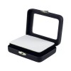 Novel Box Black Leatherette Glass Top Jewelry Case with BK/WH