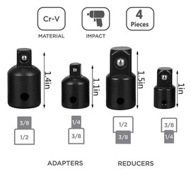 Bestgle 12pcs Air Impact Ratchet Wrenches Conversion Tool Set, Including 8pcs 1/4", 3/8",1/2" Extension Socket Adapter Set and 4pcs Impact Socket Adapter and Reducer Set