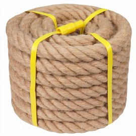 Natural Hemp Rope - 2 Inch x 50 Feet - Heavy Duty Jute Rope Manila Ropes for Docks, Nautical, Railings, Tug of War, Decorating