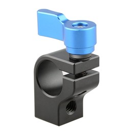 CAMVATE 15 mm Rod Clamp with Two 1/4"-20 Screw Hole for Camera Minitor (Blue Knob)
