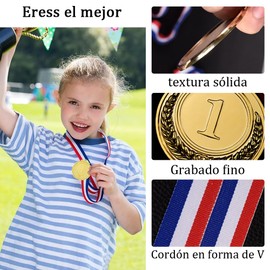POGEPE Medallas de Metal de 2 Pulgadas, 20 Piezas Medallas para Ganadores de Oro, Plata y Bronce, Medallas de Premiación de Estilo Olímpico, Medallas de Futbol para Niños con Cinta para el Cuello