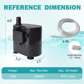 Roamoris Small Pump With Level Sensor,5 FT Drain Lift,Large Volume,110V Automatic Submersible Water Pump Mini HAVC Condensate Pump For Dehumidifier,Air Conditioner, Ice Maker, Furnace,Air Cooler,PM02