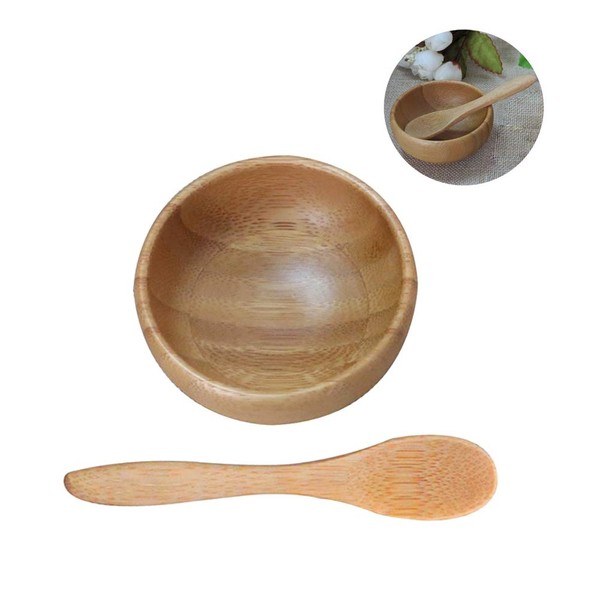 Mask Bowl- Cute Small Skin Care Mask Bowl Eco Bamboo Mask Mixing Tool Sets for Ladies Women DIY Cosmetic Tool Kit