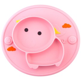 Qshare Toddler Plate, Portable Baby Plates for Toddlers and Kids, BPA-Free Strong Suction Plates for Toddlers, Dishwasher & Microwave Safe Silicone Placemat 9x6x1.4 inch
