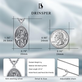 DRINSPER Hecate Necklace 925 Sterling Silver Goddess Witches Magic Hekate Pendant Ancient Greek Mythology Night of Hekate Witchcraft Moon Amulet Jewelry for Women Men