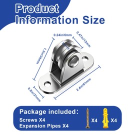 2 Pcs Washing Line Pulley Kit, Quiet Stainless Steel Pulley Block, Washing Line Kit for for Handling And Moving Sliding Wire Rope