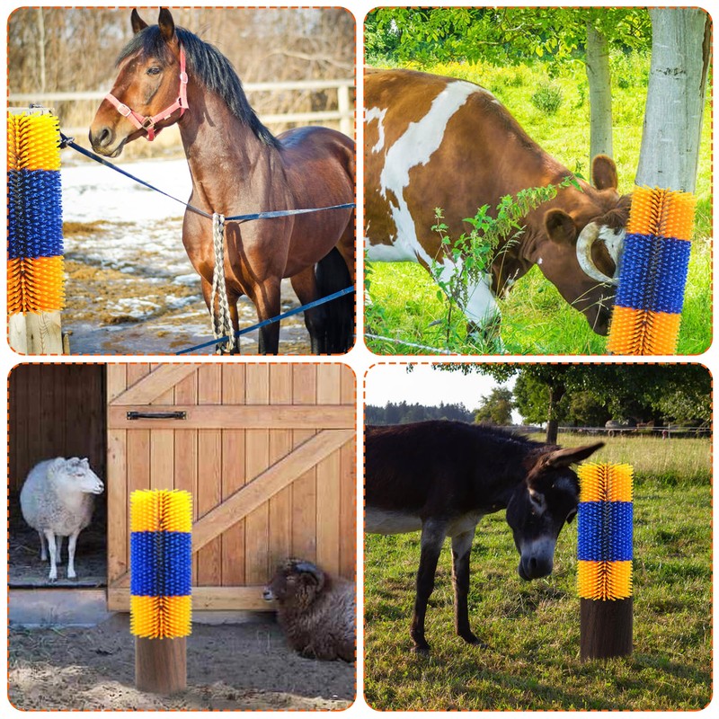 KUNBEIEN 2PCS Livestock Scratch Brushes, Horse Scratcher Massage Brush Kit,