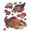 Fall Harvest Reusable Window Clings, Horn of Plenty with Pumpkins,