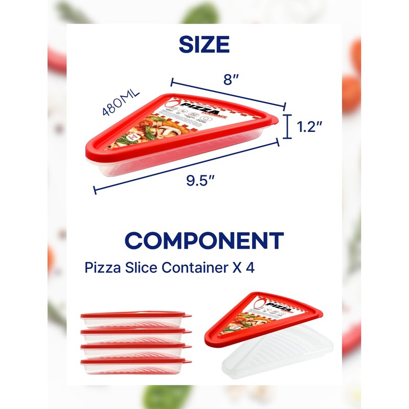 OBNOCHE Pizza Slice Container, Tray and Saver, BPA Free 4