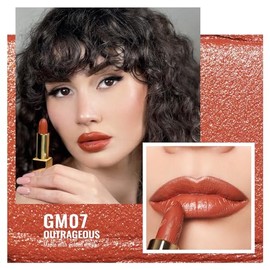 OULAC Lippenstift Metallic Glanz Finish, Orange Langanhaltender Glitzer Lippenstifte, Feuchtigkeit und Glanz f√ºr die Lippen, Intensive Farbe Feine Textur, Vegan, 4.3g (GM07) Outrageous
