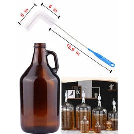 HenryDa Carboy Brush, Cleaning 2 Piece 30 inch Nylon Brushes, and Stainless Steel Extended Handle Water Bottle Brushes for 3 5 6 6.5 Gallon Glass Jugs Fermenters L-Bend Wire DHUAYT47665