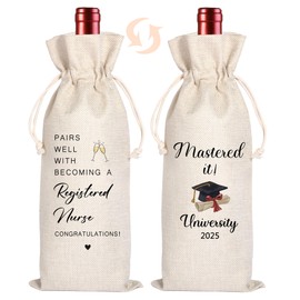 Maydvdv Pairs Well with Becoming A Registered Nurse Wine Bag Gift | Nursing Gifts | Graduation Wine Bag | Funny Nurse Week Gift | Gift for Him Her | Class of 2025 (Beige-NURSE)