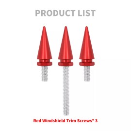 YHMTIVTU Red Windshield Trims Bolts Spike Screws Kit Fit For Harley Touring 2014-2023
