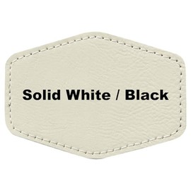 3"x2" Hexagon Blank Laserable Leatherette Hat Patches with Adhesive Faux Leather Patches for Hats Custom Fabric Repair Sew Laser Supplies (Soild White/Black, 25)