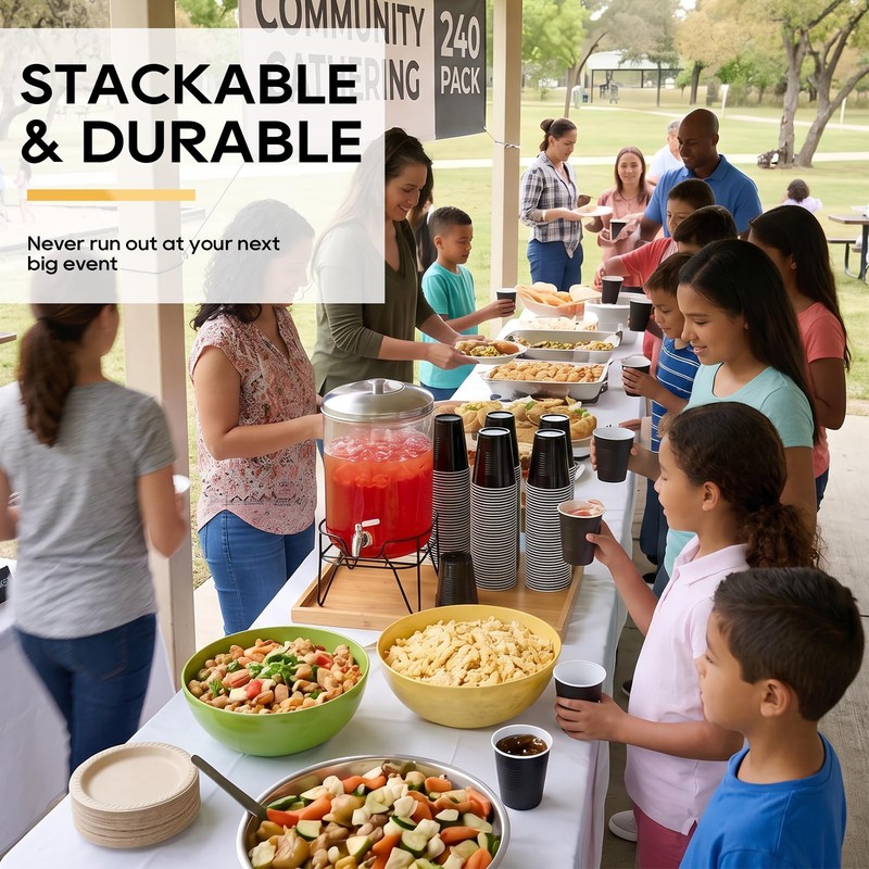 240 Pack 12 oz Black Plastic Cups, Disposable Party Plastic