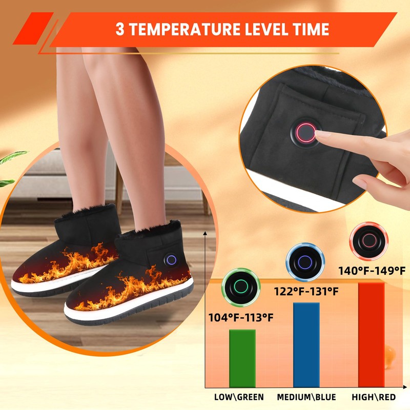 NBtoUS Women Heated Shoes with 2 Pack 5500mAh Battery,3 Heating