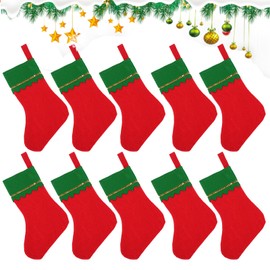 Zuzer Santa Stocking Pack of 10 Large Red Christmas Stocking Fireplace Christmas Stockings Candy Gift Bags Bag Candy Bag for Christmas Decoration