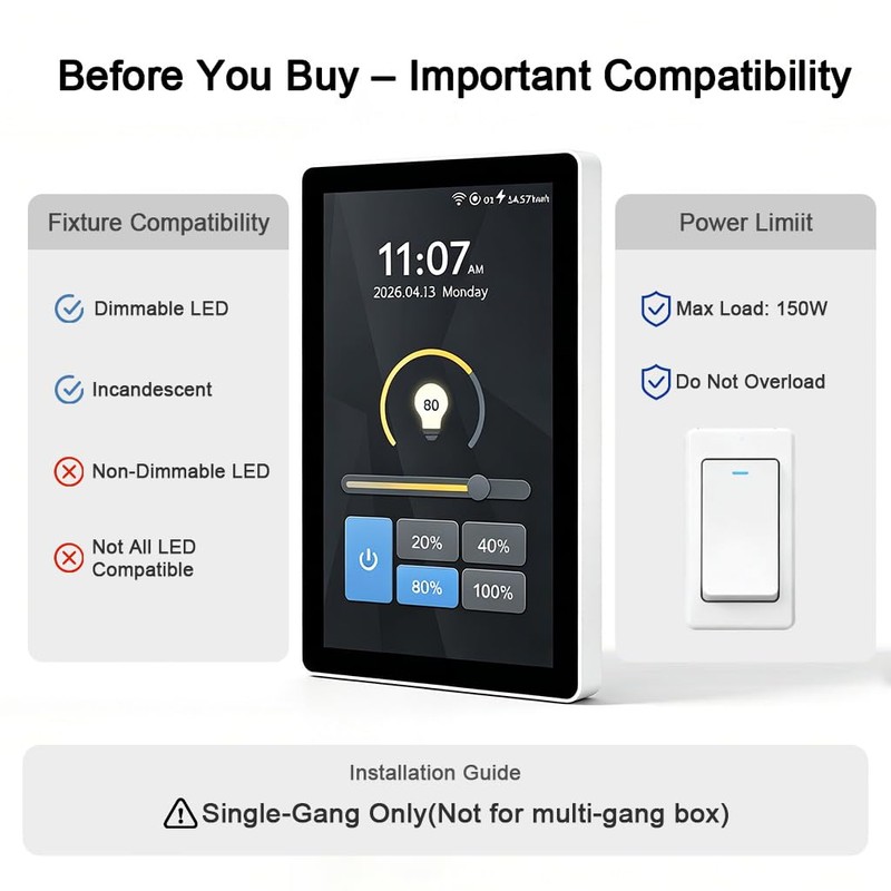 LANBON L10 Smart Dimmer Switch with 4.5" LCD Touch Screen,