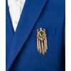 Knighthood Brooch Pin Gold Crowned Green Evil Eye with Hanging