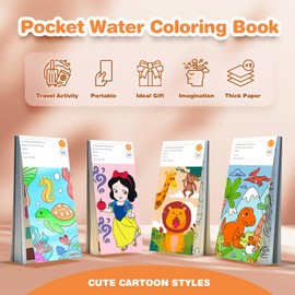ZHOC Paint with Water Coloring Books for Kids, Pocket Mess Free Watercolor Painting Sets for Kids Ages 3 4 5 6 7 8+, Water Color Paint Set Arts and Crafts Gift for Boys Girls, Animals