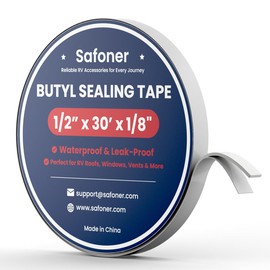 Safoner White Double Sided Butyl Seal Tape– 1/2" Widthx 30' Lengthx 1/8" Thickness– Leak-Proof and Waterproof Sealant for RV Roof Repair, Windows, Vents, and Pipes