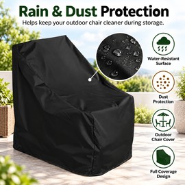 Outdoor Stacked Chair Cover, Water-Resistant Polyester Patio Furniture Protector for Dust & Rain, Black or Grey, Sizes S–L