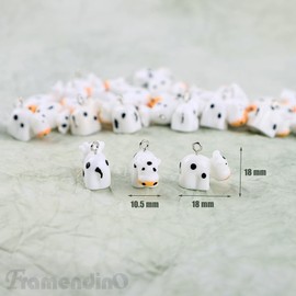 Framendino, 80 Pack Mini Cow Resin Charms Pendant Cute Black White Animal Dangle Beads for DIY Jewelry Making Farm Theme Earring Necklace Bracelet Keychains