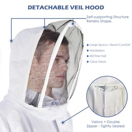 Bee Suit for Men Women, HOMEYA Beekeeping Jacket with Sheepskin Gloves & Ventilated Hood & Pockets for Hive Tools, Professional Bee Keeper Suit Outfit for Backyard Professional and Beginner Beekeepers