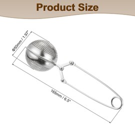 sourcing map 1 Pcs Ball Snap Tea Ball Infuser with Handle, Loose Tea Steeper, Stainless Steel Tea Strainer for Brew Loose Leaf Tea, Silver