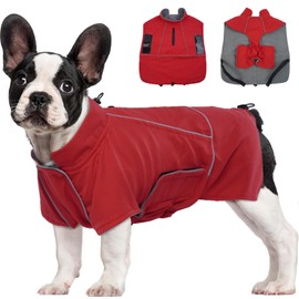 Katzinst Waterproof Dog Raincoat for Large Dogs, Dog Jacket, Machine Washable, Fleece Lining Dog Jacket, Reflective Stripes, Border Collie Cheng Red, 2XL