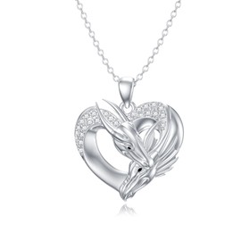 MISTBEE Dragon Necklace 925 Sterling Silver Heart Double Dragon Pendant Jewelry for Women Gifts