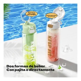 Botella Shaker para Proteína con Bola Agitadora y Filtro  750 mL de Tritan Libre de BPA, Hermética y en Color Rosa                                    