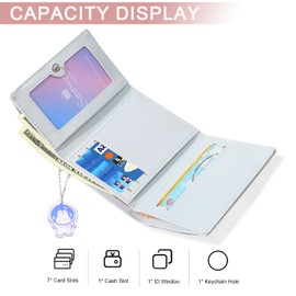 Sunwel Fashion Girls Cute Astronaut Bear Bunny Print Tri-folded Wallet Small Wallet with Pendant Card Holder ID Window for Women (LIGHTBLUE)