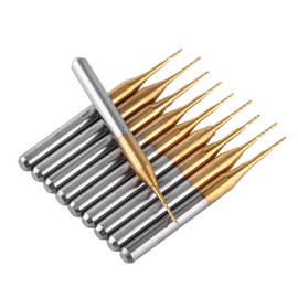 10pcs 3.175mm Shank Titanium Coating Tungsten Carbide End Mill Engraving Drill Bit for Corn Tip Board CNC SMT Rotary Cutter 0.6mm Diameter