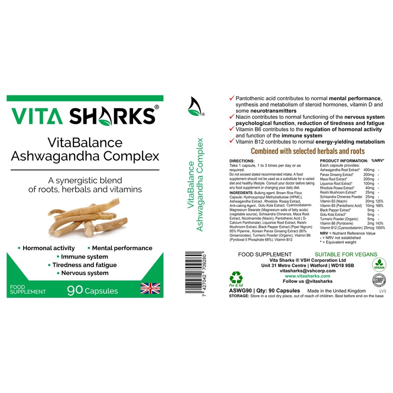 VitaBalance Ashwagandha Complex: Stress Relief & Adaptogen | Vegan |