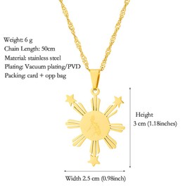 LUTAKU Philippines Map and City Necklace for Women Men, Philippines Necklace Pendant Charm Chain, Stainless Steel Map Jewelry Accessories (gold)