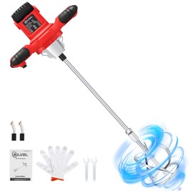 SILVEL Cement Mixer, Max 2400W Electric Concrete Mixer with 6 Adjustable Speeds, Portable Mortar Mixer, 110V Handheld Mud Mixer for Mixing Mortar, Paint, Slurry, Gypsum, Sheetrock, Feeding