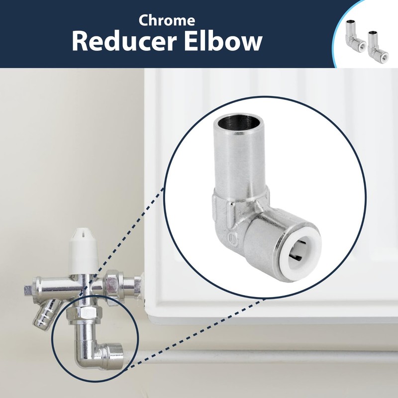 Pipestation Radiator Valve Pipe Reducer 15mm to 10mm Reducing 90°