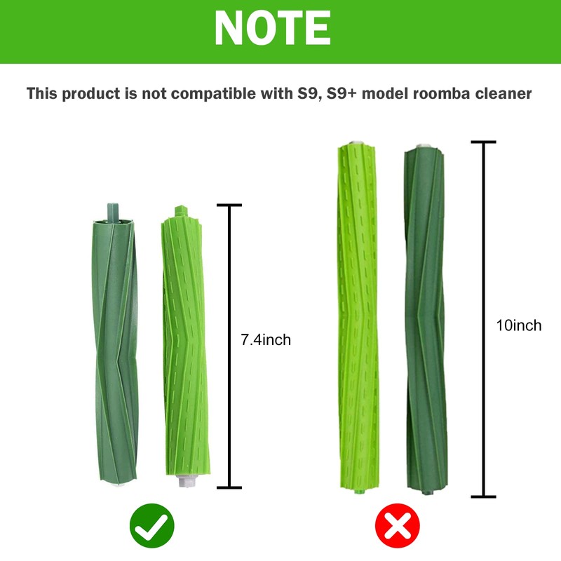 2 Set Replacement Rubber Brushes for robot roomb e i