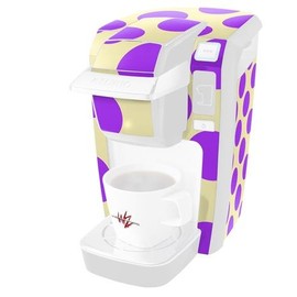 WraptorSkinz Decal Style Vinyl Skin compatible for Keurig K10 / K15 Mini Plus Coffee Makers Kearas Polka Dots Purple On Cream (COFFEE MAKER NOT INCLUDED)