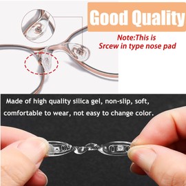 15 pcs,3 sizes Eyeglasses Nose Pads,U Shaped Eyeglasses Nose Pads Screw-in eyeglass nose piece soft silicone nose pad for Eye Glasses Sunglass Eyewear