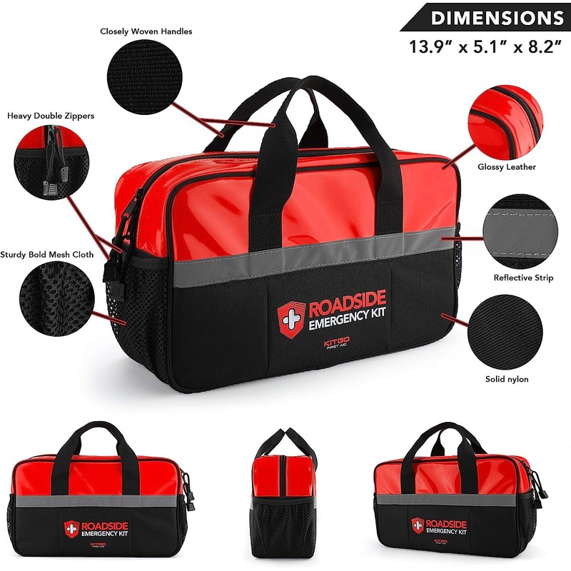 Kitgo Car Emergency Kit,Premium Roadside Assistance Essentials with Jumper Cables,