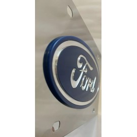 Eurosport Daytona Ford Logo Oval stainless steel vanity license plate tag RAISED 3-D LOGO