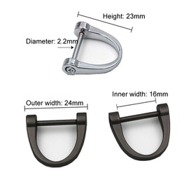 lasenersm 6 Pieces D Rings Screw In Shackle 24mm Horseshoe Buckle Horseshoe Shape D Ring D-Shaped Metal Hoop Locking One Screwdriver Use for DIY Leather Craft Purse Replacement